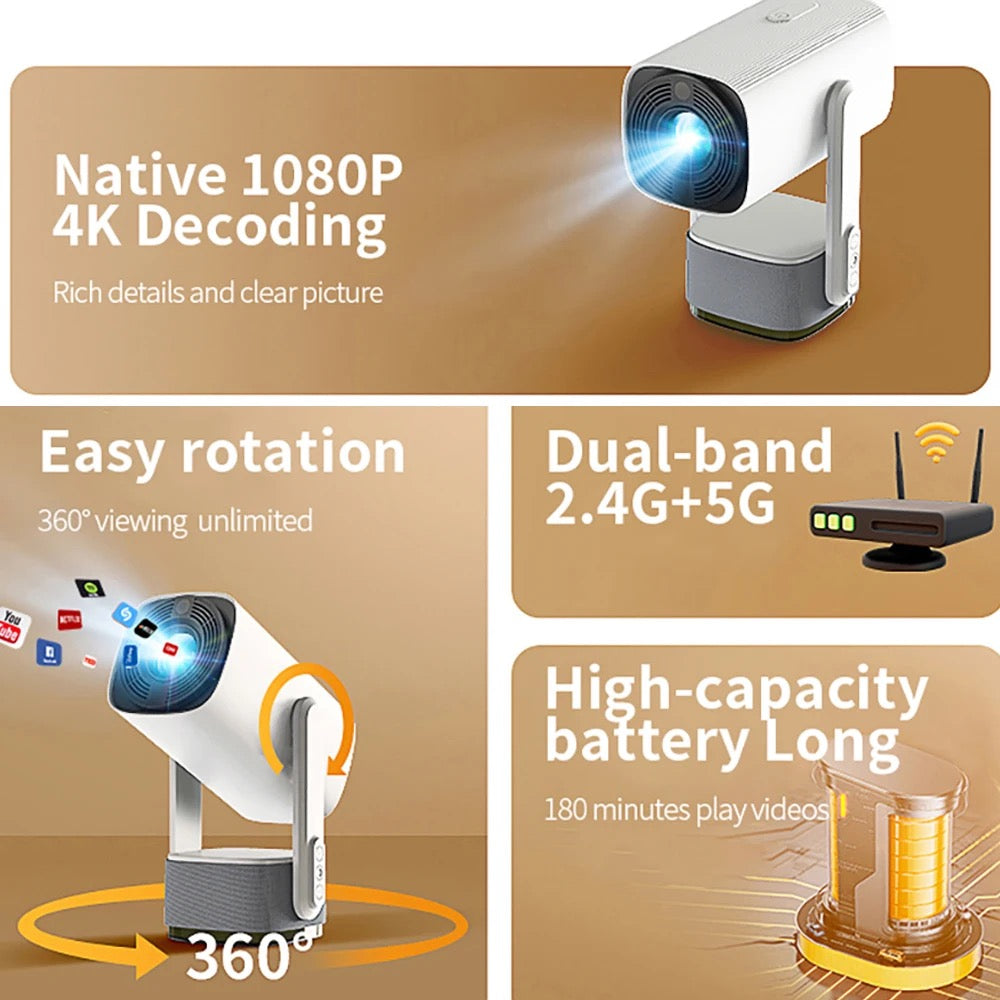 Battery Projector HDR10 Beamer Support 4k 1080p - Supersell