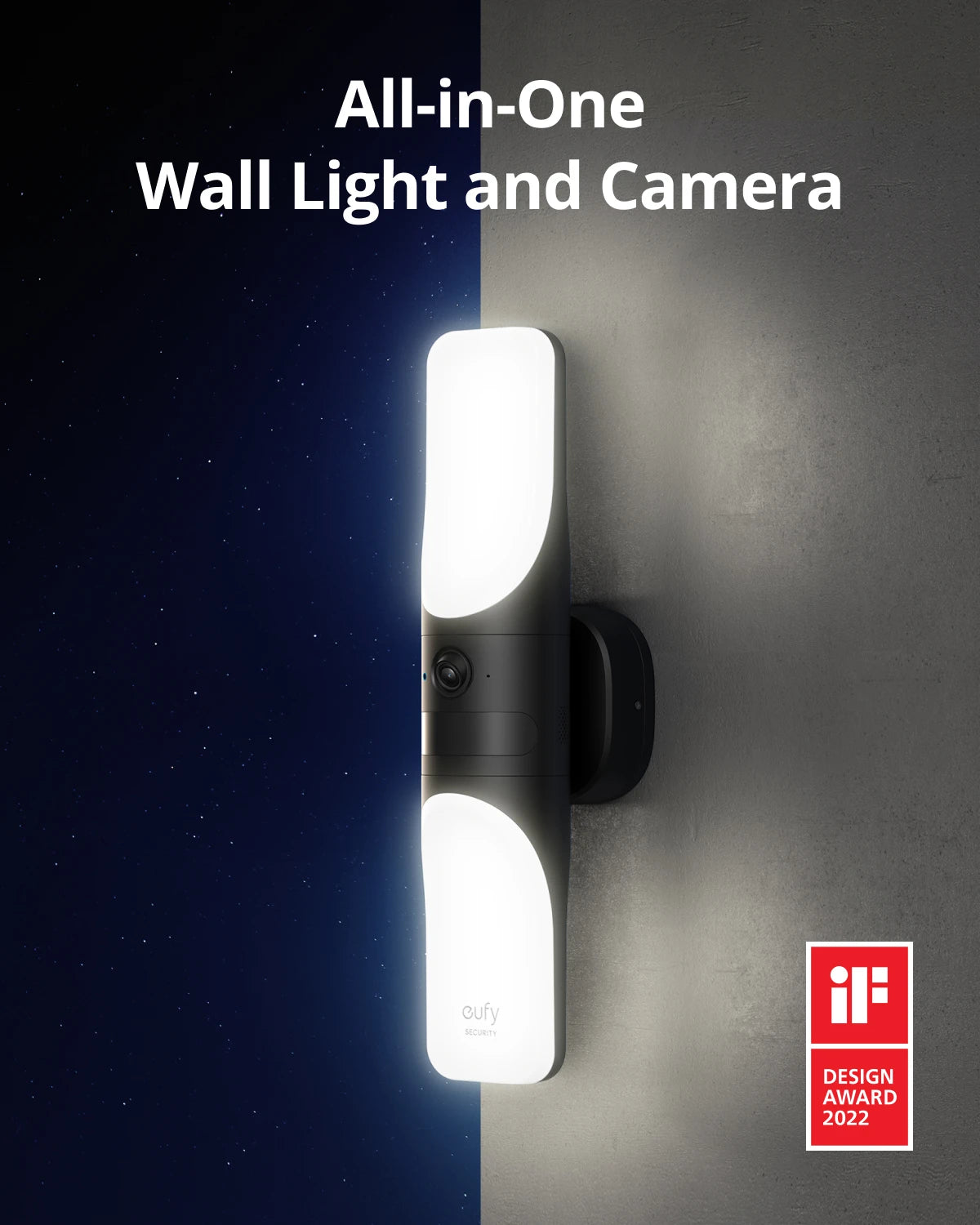 eufy Security S100 Wired Wall Light Cam Security Camera Outdoor 2K Camera 1200 Lumen Motion Activated Light Color Night Vision - Supersell