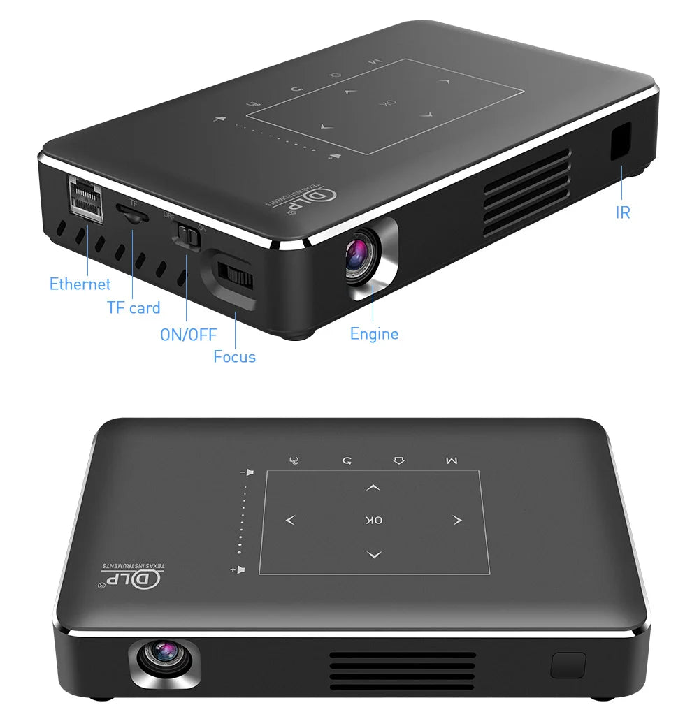 3D Portable DLP Mini Pocket Projector Android WIFI BT 4K HD Beamer Home Cinema LED Video Projector - Supersell