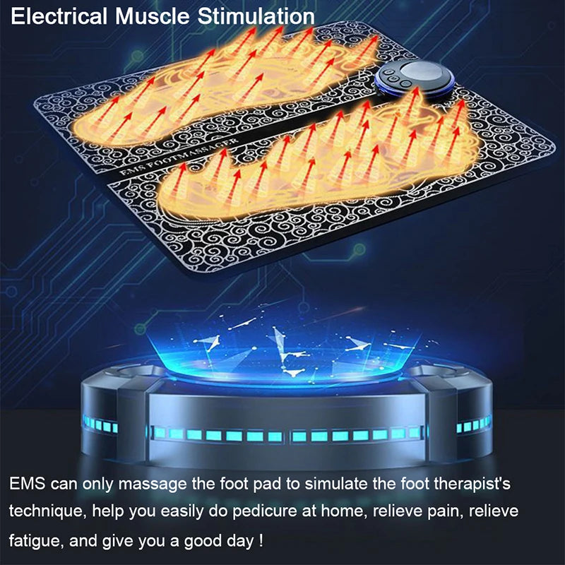 Remote EMS Foot Massager Pad Portable Electric Muscle Stimulation Massage Mat Improve Blood Circulation Relief Pain Relax Feet - Supersell