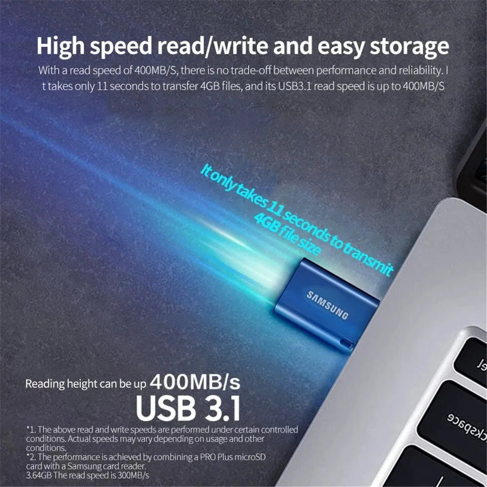 SAMSUNG Type-C USB Flash Drive 256G 128G 400mb/s 64GB Pen Drive USB 3.1 Pendrive Memory Stick For PC/Notebook/Smartphone/Tablet - Supersell