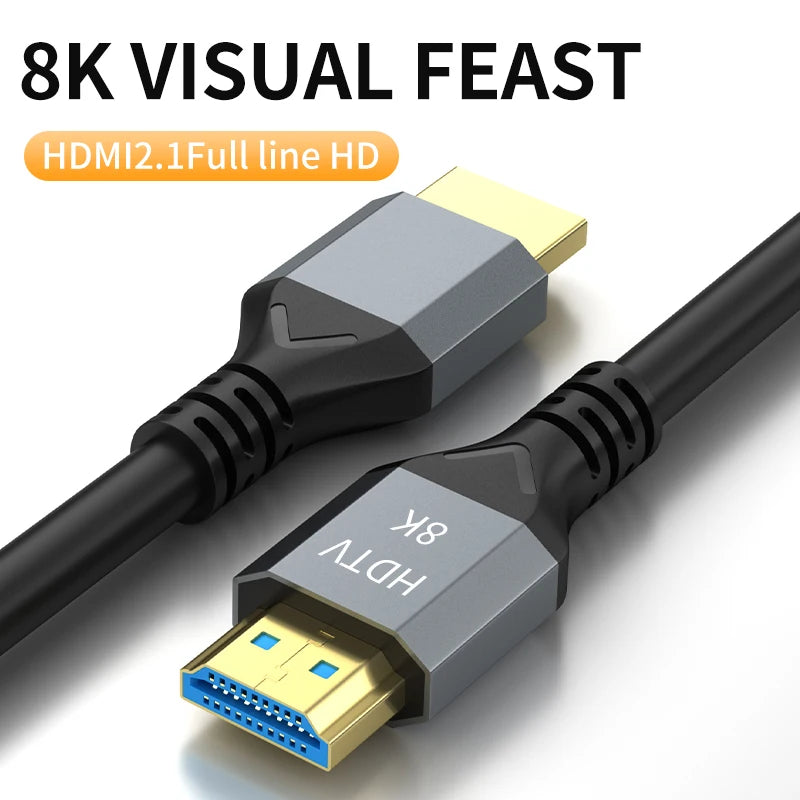 8K HDMI 2.1 Cable 4K@120Hz 8K@60Hz 48Gbps EARC ARC HDCP Ultra High Speed HDR For RTX Video Cable PC Laptop Projector HD TV PS5 - Supersell