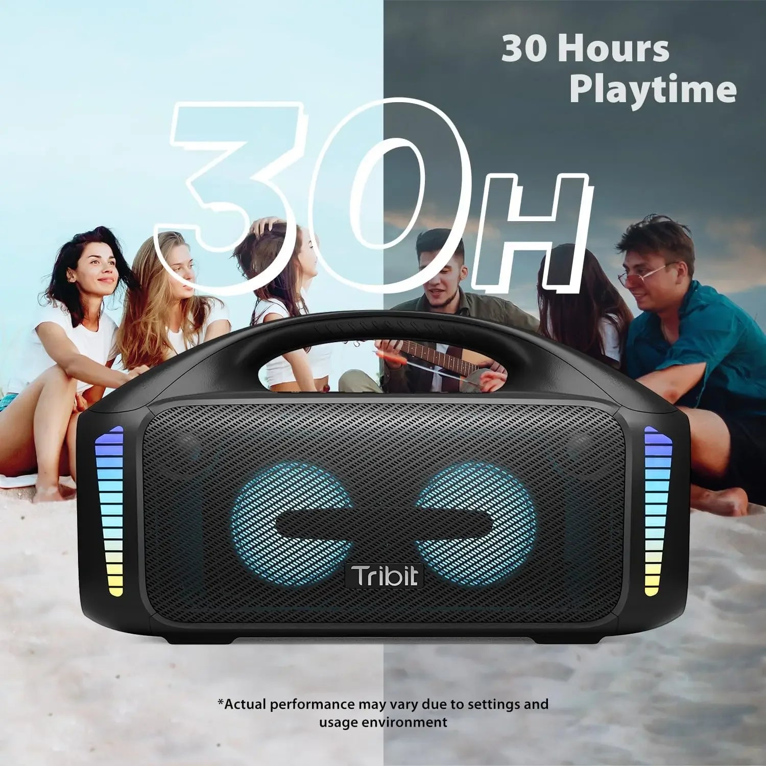 Tribit Portable Bluetooth Speaker 90W StormBox Blast Outdoor Wireless Speaker IPX7 Waterproof Party Camping Speaker 30H Playtime - Supersell 