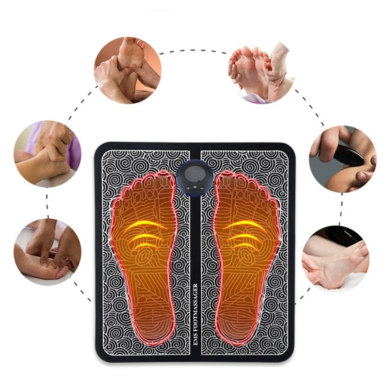 Remote EMS Foot Massager Pad Portable Electric Muscle Stimulation Massage Mat Improve Blood Circulation Relief Pain Relax Feet - Supersell