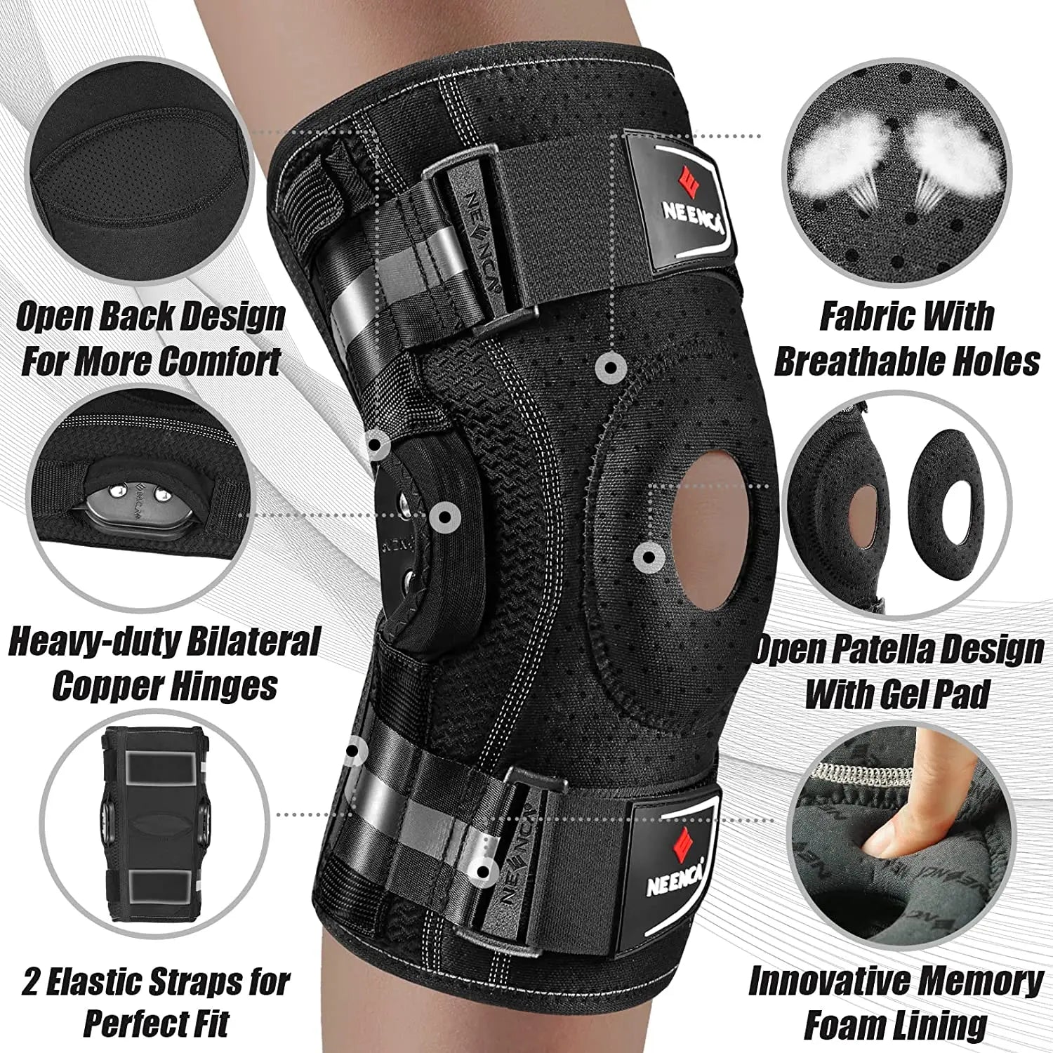 Hinged Knee Brace for Knee Pain Knee Support with Side Stabilizers Joint Pain Relief Arthritis Meniscus Tear ACL PCL - Supersell