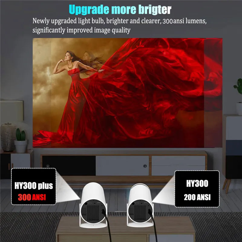 DITONG HY300 Plus HD Projector portable 4K 1280x720P Android 11 Wifi6 LED Video Home Theater Cinema Phone mini Protector Movie - Supersell