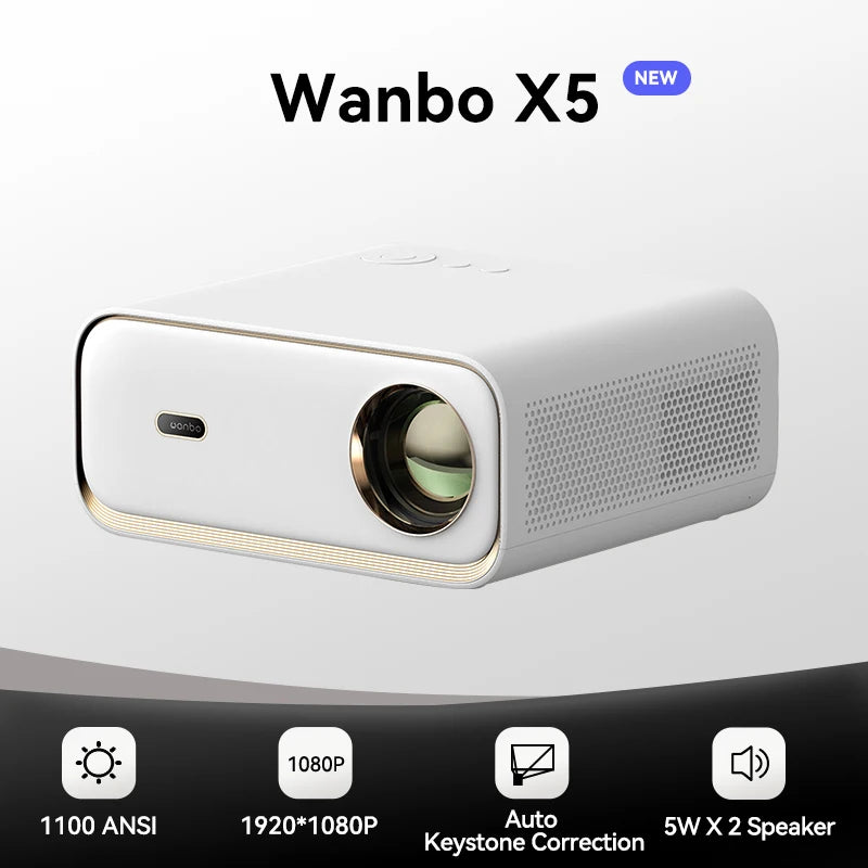 Wanbo X5 Projector 4K 1080P 20000 Lumens 1100ANSI Android 9.0 Dual Band Wifi 6 Projetor Office Home Theater Beamer Proyector - Supersell