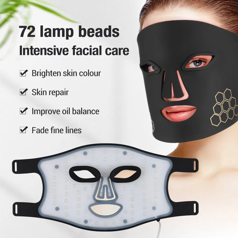 72 LED Photon Beauty Mask Instrument USB Electronic Mask Rejuvenation Lightens Fine Lines Brighten Skin Tone Repair Skin - Supersell