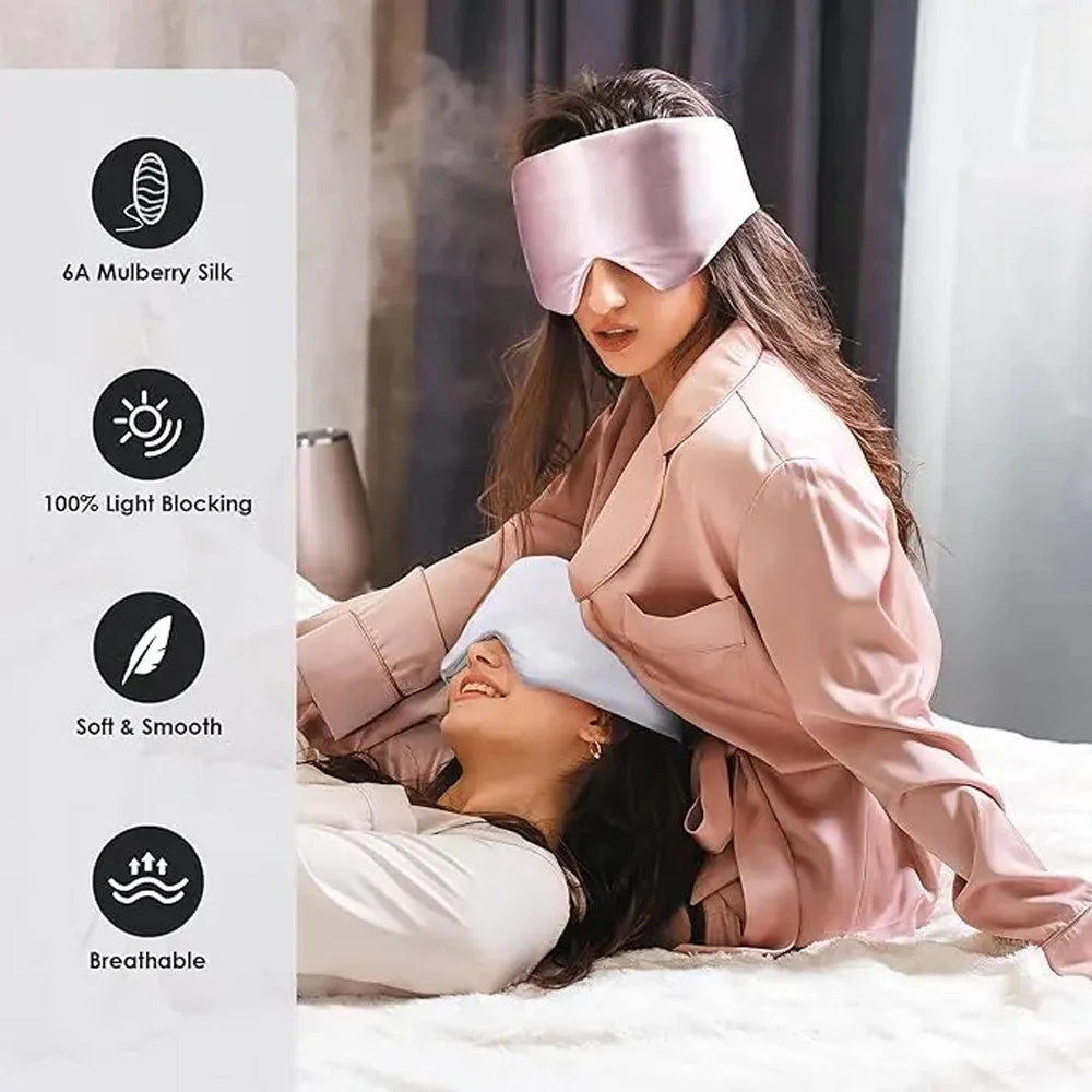 Mulberry Silk Sleeping Mask Eyepatch Blocking Light Eyemask Eyeshade Soft Padded Travel Sleeping Aid for Sleep Patch - Supersell