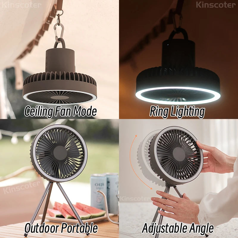 10000mAh Camping Fan Rechargeable Desktop Portable Circulator Wireless Ceiling Electric Fan - Supersell