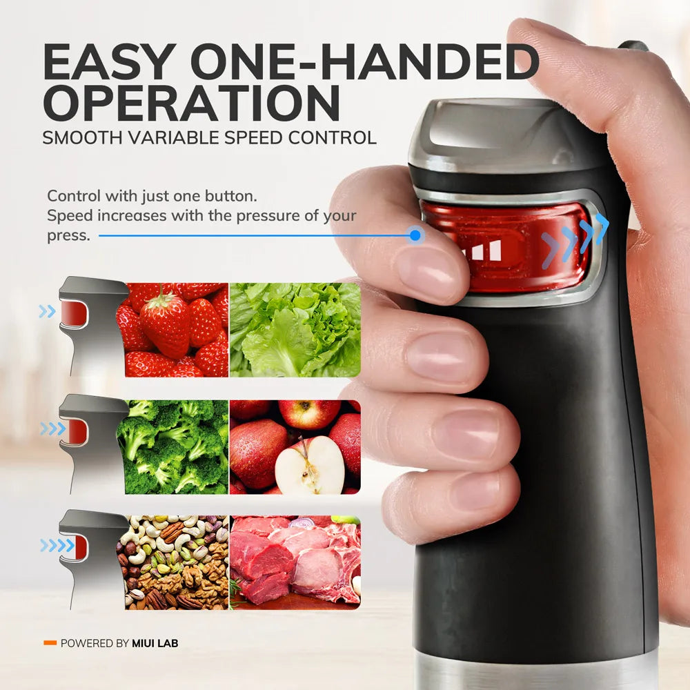 MIUI Electric Hand Held Stick Blender 6-in-1 Multi-Purpose Immersion Hand Blender,Stainless Steel Blades,Home & Kitchen,1200W - Supersell